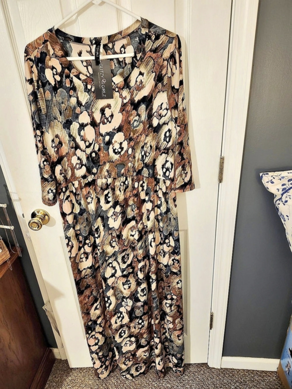 Itzy Gritzy Animal Print Maxi Dress in Brown ,Beige and Cream.